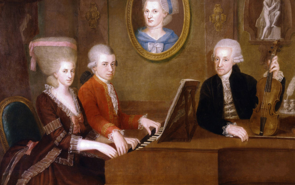 Wikipedia - Mozart so sestrou a otcom